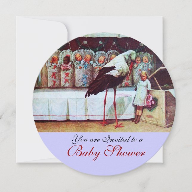 Invitation STORK BABY SHOWER Nouveau bébé bleu (Devant)