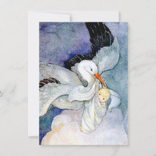 Invitation Stork et Baby personnalisable