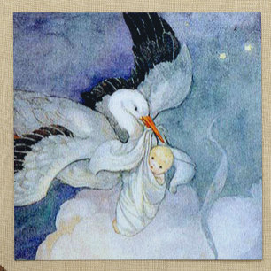 Invitation Stork et Baby personnalisable