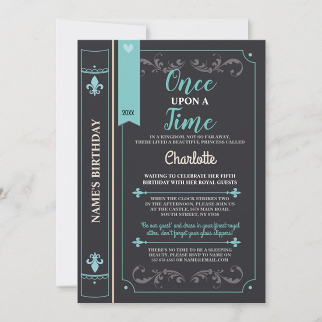 Invitation Story Book Cover Fairytale Princess Birthday Party (Devant)