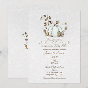 Invitation Storybook Gold White Citrouille Fairy Tale Mariage