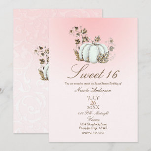 Invitation Storybook rose blanc Citrouille Fairy Tale Sweet 1