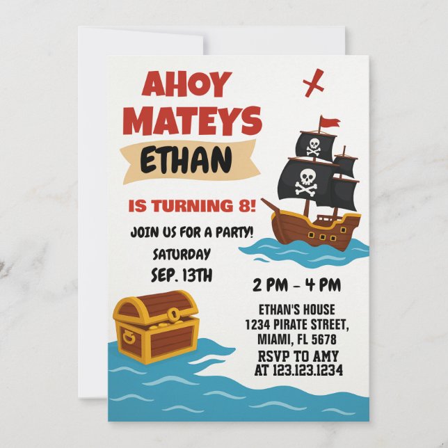 Invitation Storybook Treasure Map Thème pour les enfants (Devant)