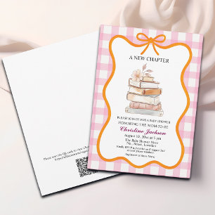 Invitation Storybook "Un nouveau chapitre" QR Code Baby showe