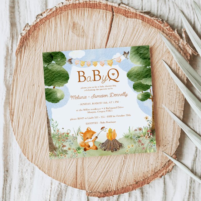 Invitation Storybook Woodland Fox Baby-Q Baby shower barbecue (Créateur téléchargé)