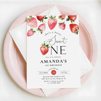 Invitation Strawberry 1st Birthday Berry Sweet One