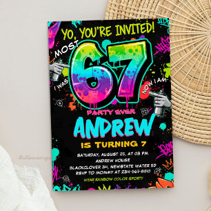 Invitation Street Art Graffiti 6 à 7 Anniversaire
