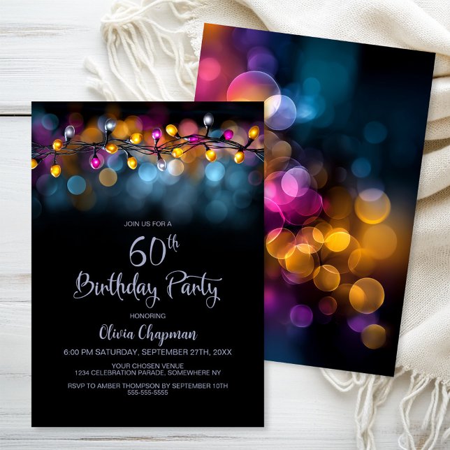 Invitation String Lights 60th Birthday Party (Créateur téléchargé)