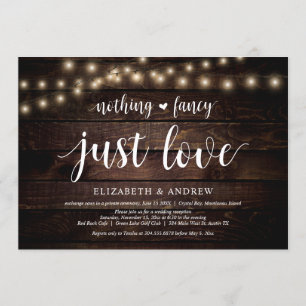 Invitation String Lights Farm, bois, Mariage Elopement Party