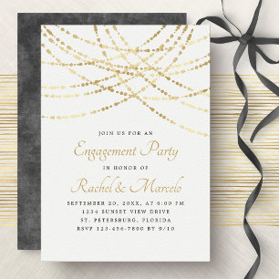 Invitation String Lights Gold Engagement