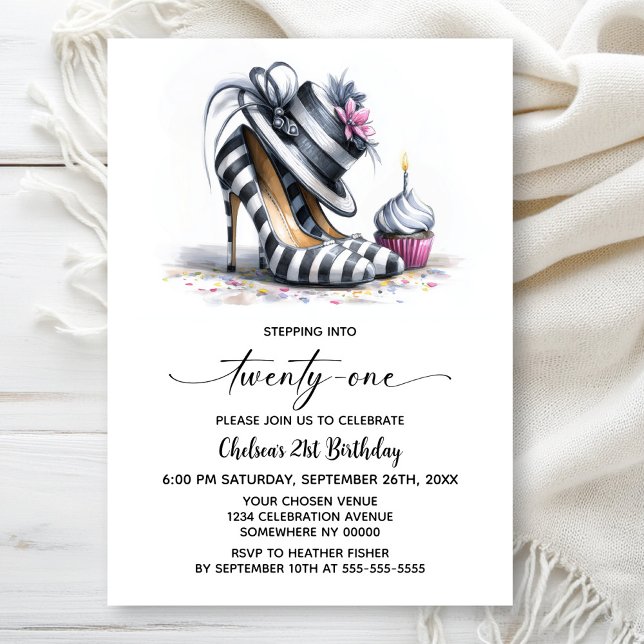 Invitation Striped Stiletto Shoes 21st Birthday (Créateur téléchargé)