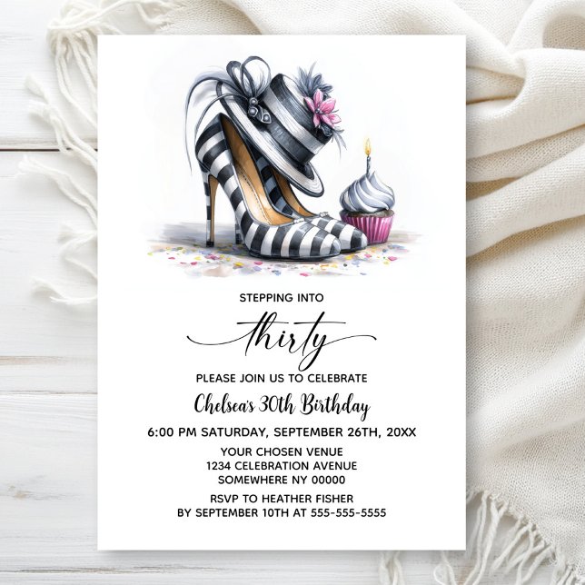 Invitation Striped Stiletto Shoes 30th Birthday (Créateur téléchargé)