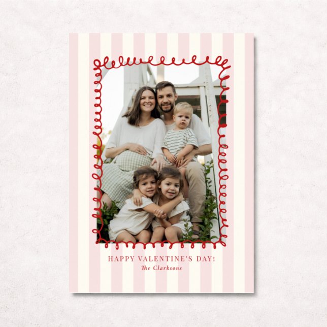 Invitation Striped Whimsical Red Frame Valentine’s Day CARD (Créateur téléchargé)