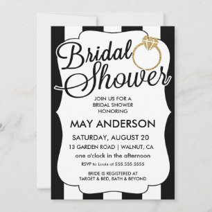 Invitation Stripes Gold Parties scintillant anneau nuptiale d