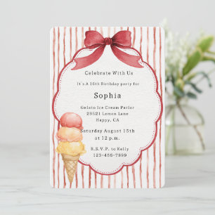 Invitation Stripes Italien Rouge Jaune Gelato Anniversaire