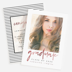 Invitation Stripes moderne Graduation Party Photo avec superp