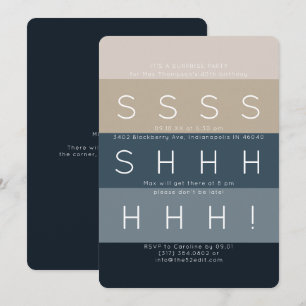 Invitation Stripes modernes Blue Surprise Party