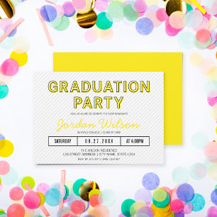 Invitation Stripes modernes Jaune fête de graduation