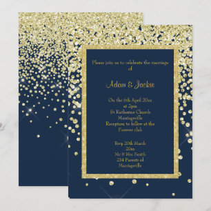 INVITATION STUNNING MARINE OR SPARKLE MARIAGE PERSONNALISÉ