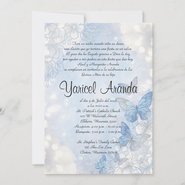 Invitation Style 18 Sky Blue Butterflies (Devant)