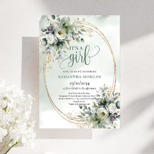 Invitation Style Aquarelle Verdure C'est Une Fille