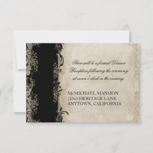 Invitation Style Art Déco Peacock noir n crème Vintage dentel