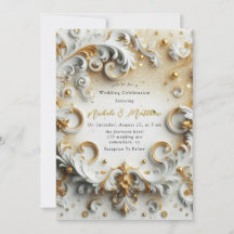 Style baroque de luxe Mariage or blanc