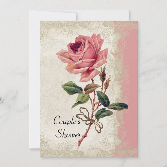 Invitation Style baroque Dentelle Rose Vintage (Devant)