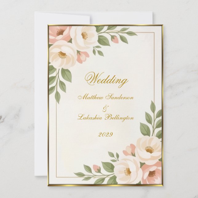 Invitation Style Boho mariage Beau Moderne Sophistiqué (Devant)