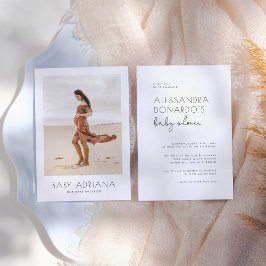 Invitation Style Boho moderne Baby shower photo simple et élé