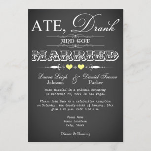 Invitation Style Chalkboard Réception de mariage uniquement I
