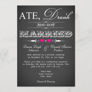 Invitation Style Chalkboard Réception de mariage uniquement I