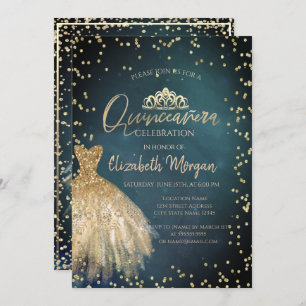 Invitation Style Chic Robe Or Tiara, Diamonds Quinceañera