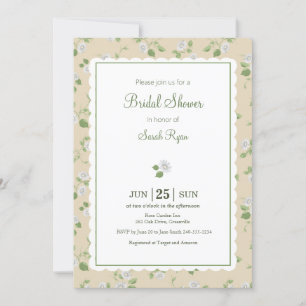 Invitation Style Cottage Crème Floral Blanc Maisies Pays
