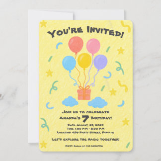 Invitation Style Crayon modifiable - Bassin de ballon Anniver