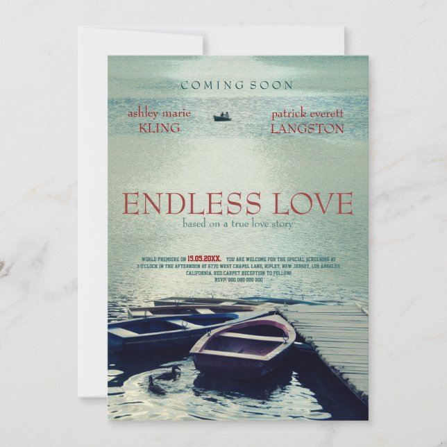 Invitation Style de film d'affiche ENDLESS LOVE (Devant)