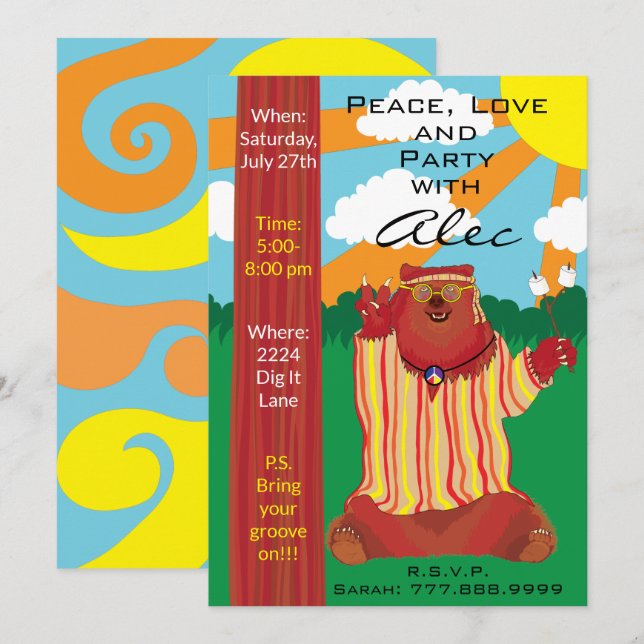 Invitation Style de l'ours super 1960" (Devant / Derrière)