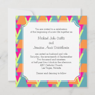Invitation Style de thème Mariage des années 80 Motif géométr
