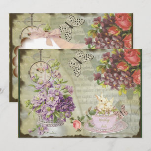 Invitation style decoupage vintage 2017 romantique