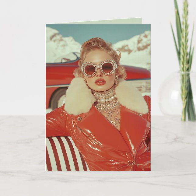 Invitation Style d'hiver rétro et glamour dans un cadre alpin (Devant)