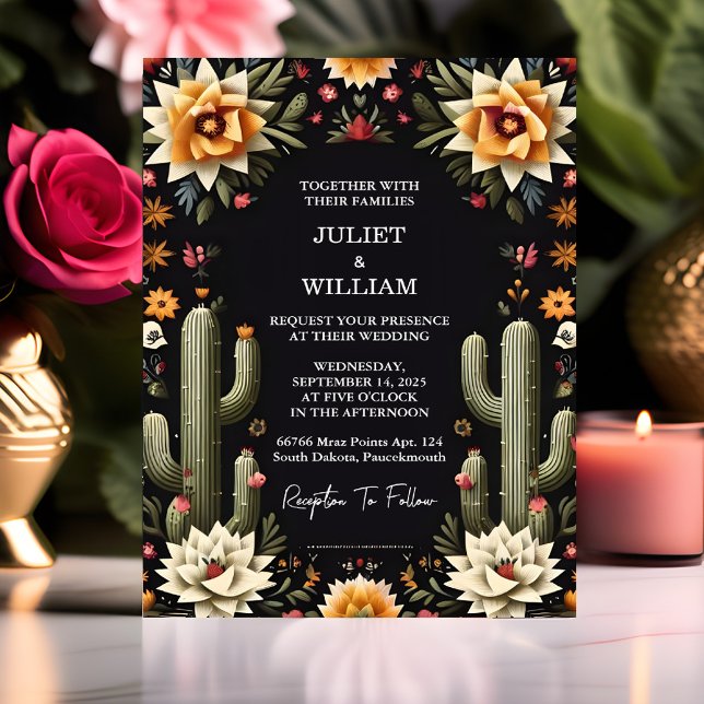 Invitation Style élégant Fiesta Cactus Floral Mariage mexicai (Créateur téléchargé)