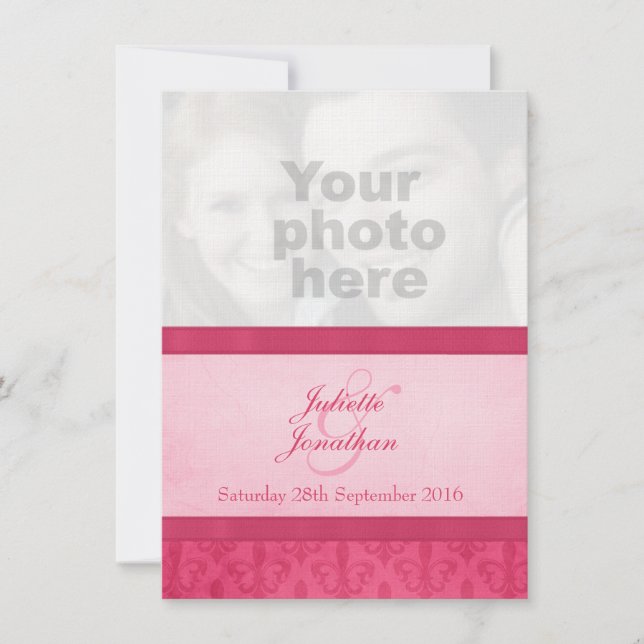 Invitation Style Fleur De Lis photo rose (Devant)