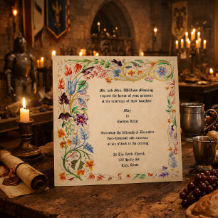 Invitation Style Floral Foliage Médiéval de l'ère Victorienne