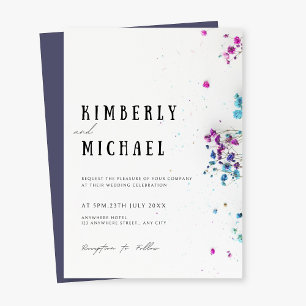 Invitation Stylé Floral Turquoise Enregistrer La Date Invitat
