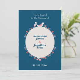 Invitation Style Folk Moderne Bleu