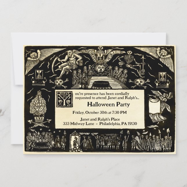 Invitation Style funéraire vintage personnalisable (Devant)