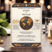 Style Golden Ticket Passport Boarding Pass Mariage