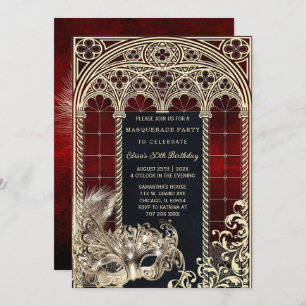 Invitation Style gothique Masquerade Modèle de fête d'anniver