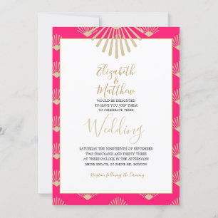 Invitation  Style indien Pink Gold Chic Mariage Décontracté I