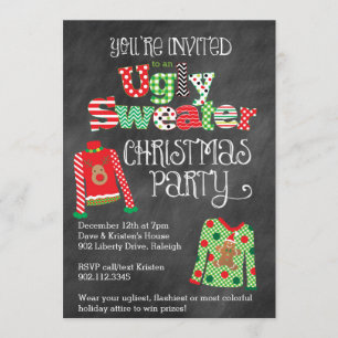 Invitation Style laid de tableau de fête de Noël de chandail